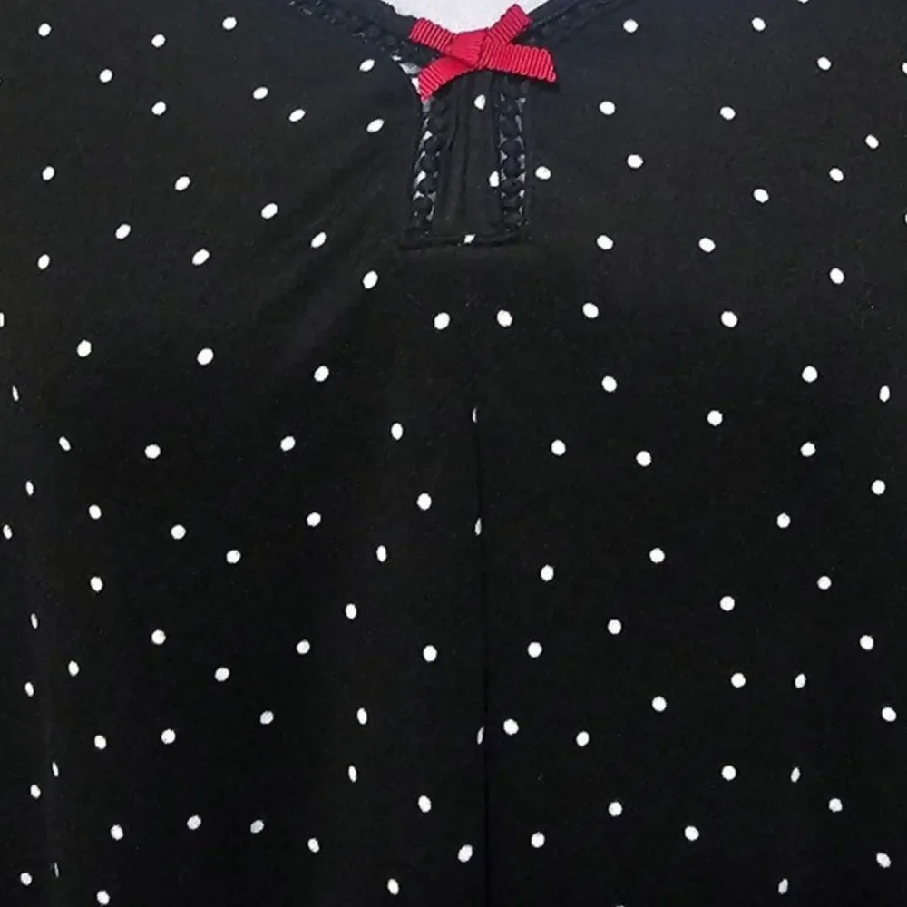 Ellen Tracy Blouse Women'sPlus Size XXL Black Polka-dot Long Sleeve Casual Soft